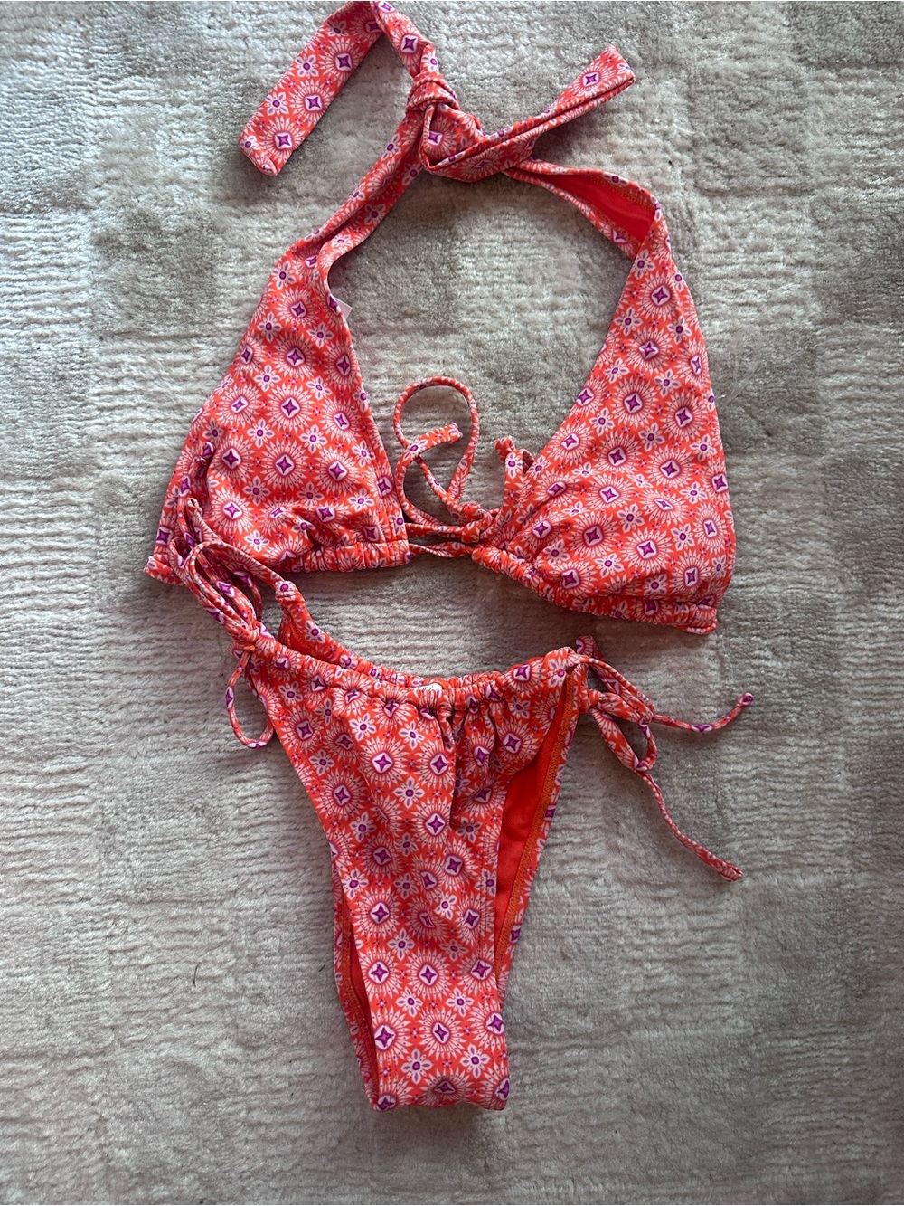 wild fable Orange Purple Printed Triangle Tie Bikini